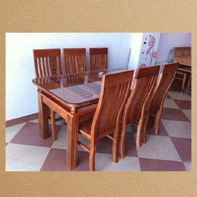 Bộ Bàn Ghế Gỗ Sồi Nga 6 Ghế Màu Cánh Dán Hải Phòng